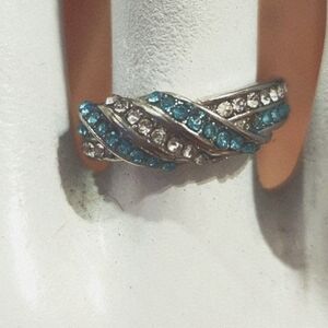 Elegant Silver and Blue Women's Ring